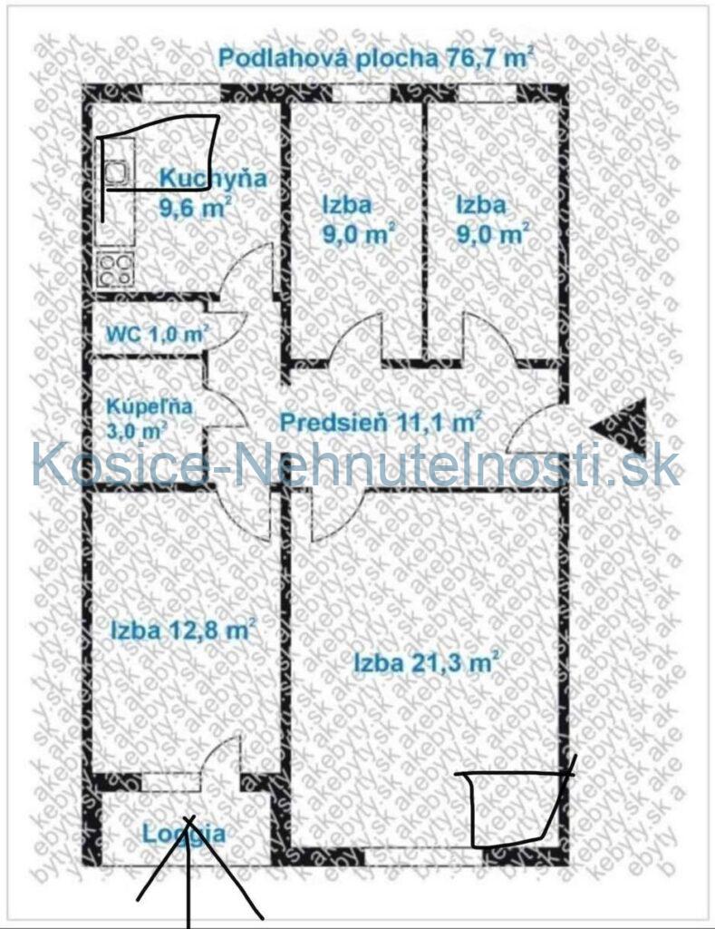 predam byt kosice kvp hemerkova 80m2