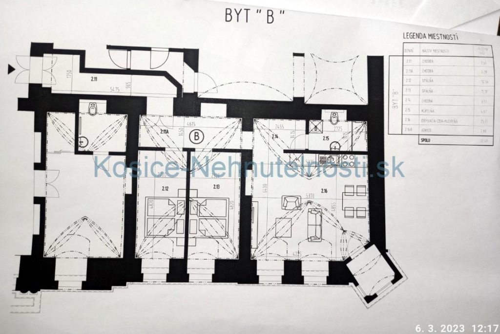 Predaj 3i. byt 72 m2, úplná rek., 1. posch., Hlavná ul. Staré Mesto - Košice