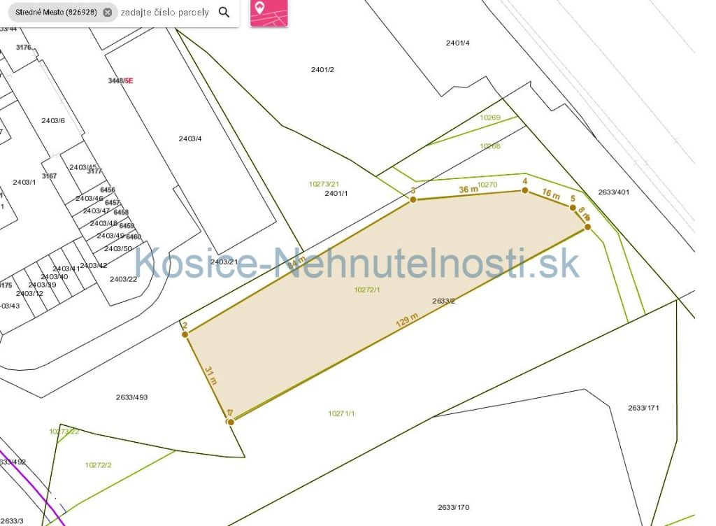 Predaj pozemok 3763 m2 Stredné Mesto – Košice