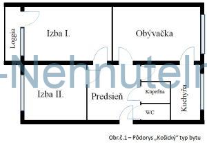 predaj 3 izbovy byt podorys Ludova ulica Kosice Zapad Terasa